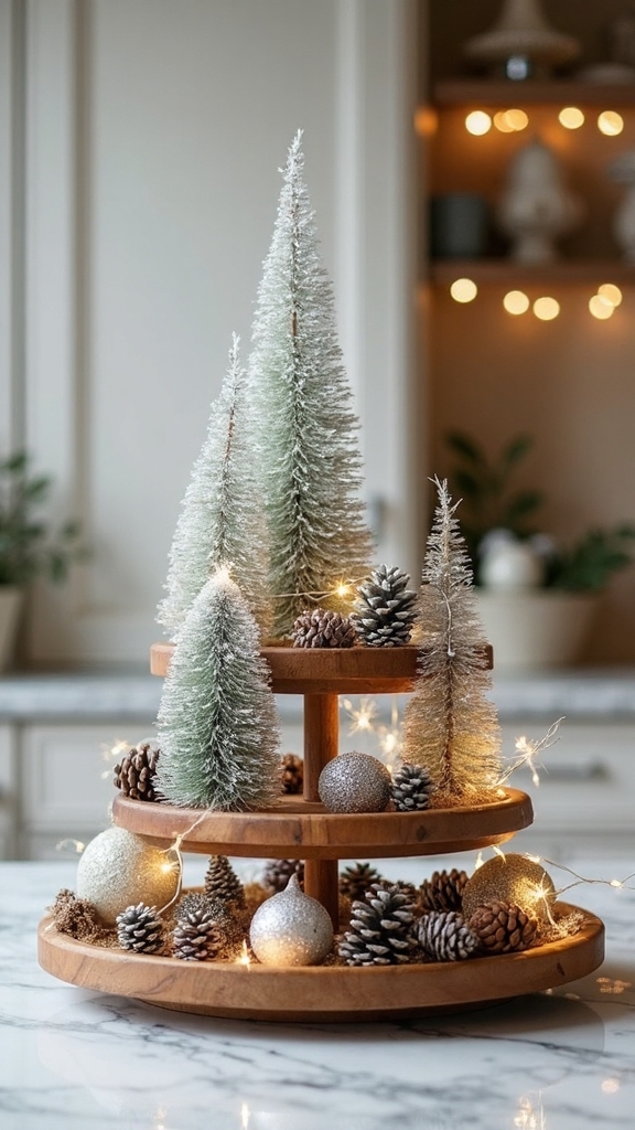 tiered wooden holiday tree display