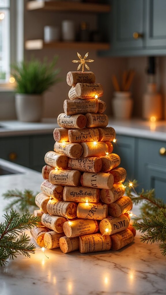 upcycled wine cork christmas centerpieces