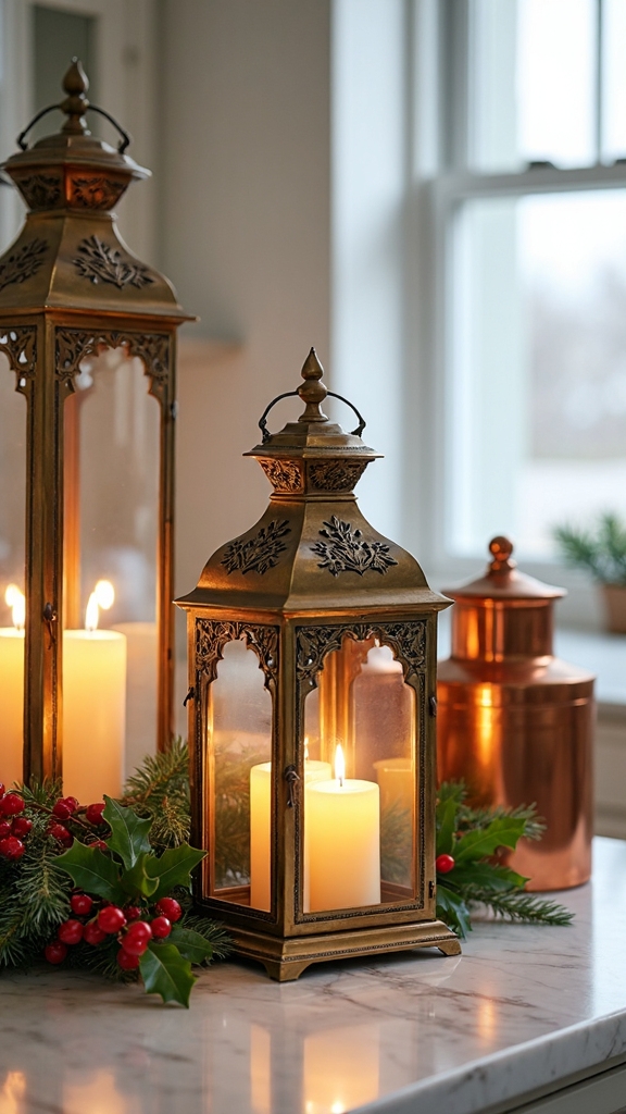 vintage charm flameless candles natural greenery