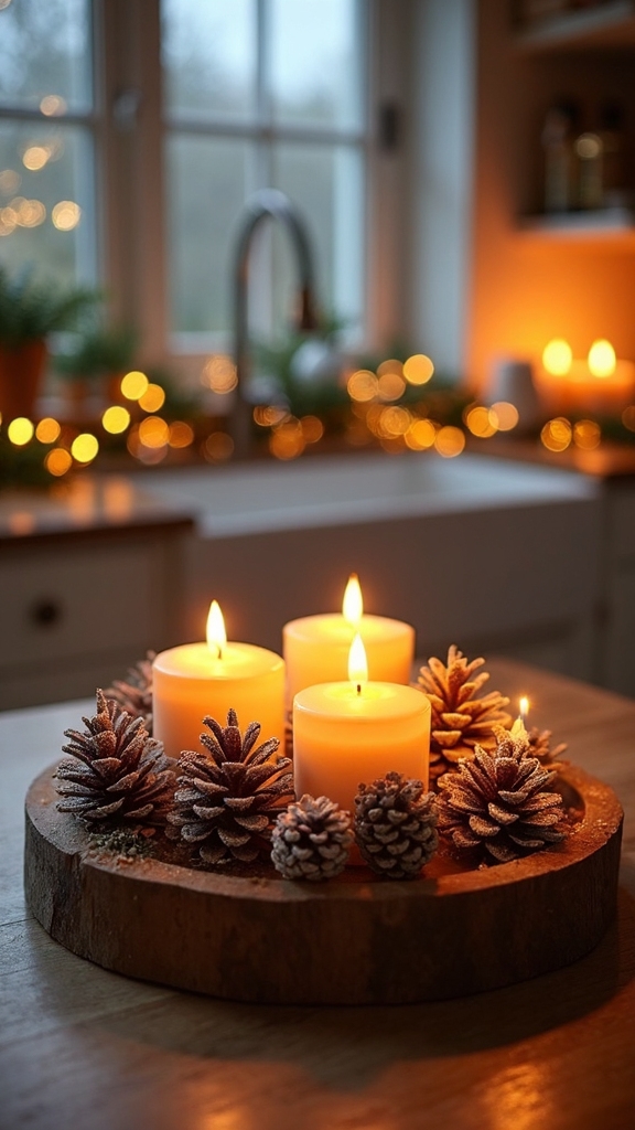 warm ambient decorative holiday kitchen display