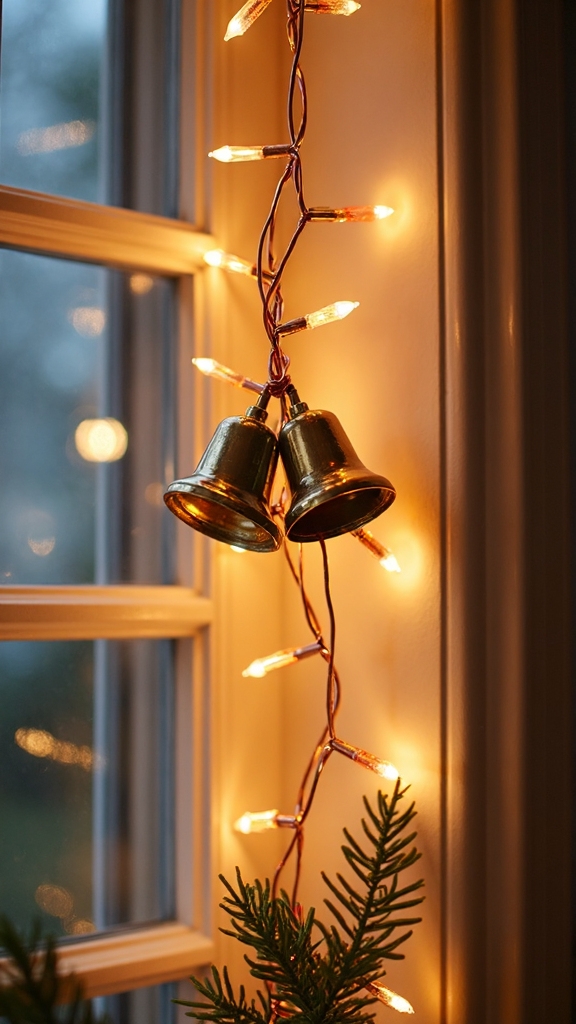 warm metallic farmhouse window decor