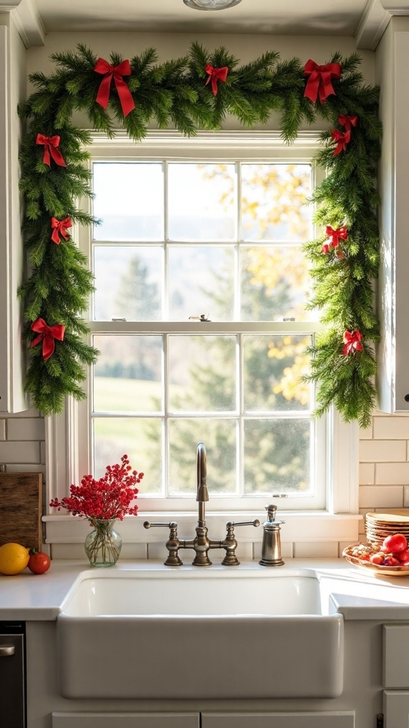 window garland christmas centerpiece