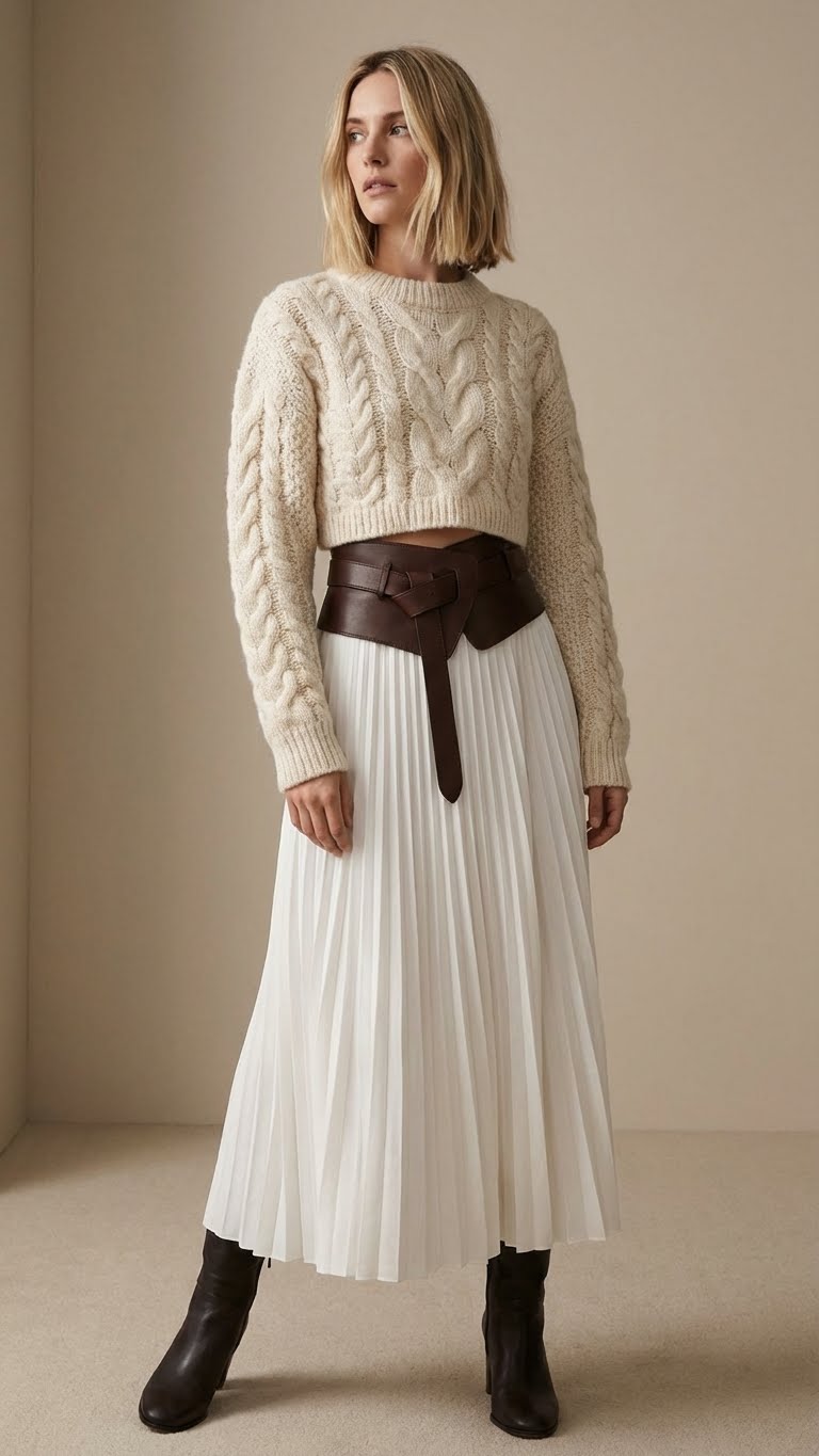 14 White Midi Skirt Outfit Ideas for Winter Elegance