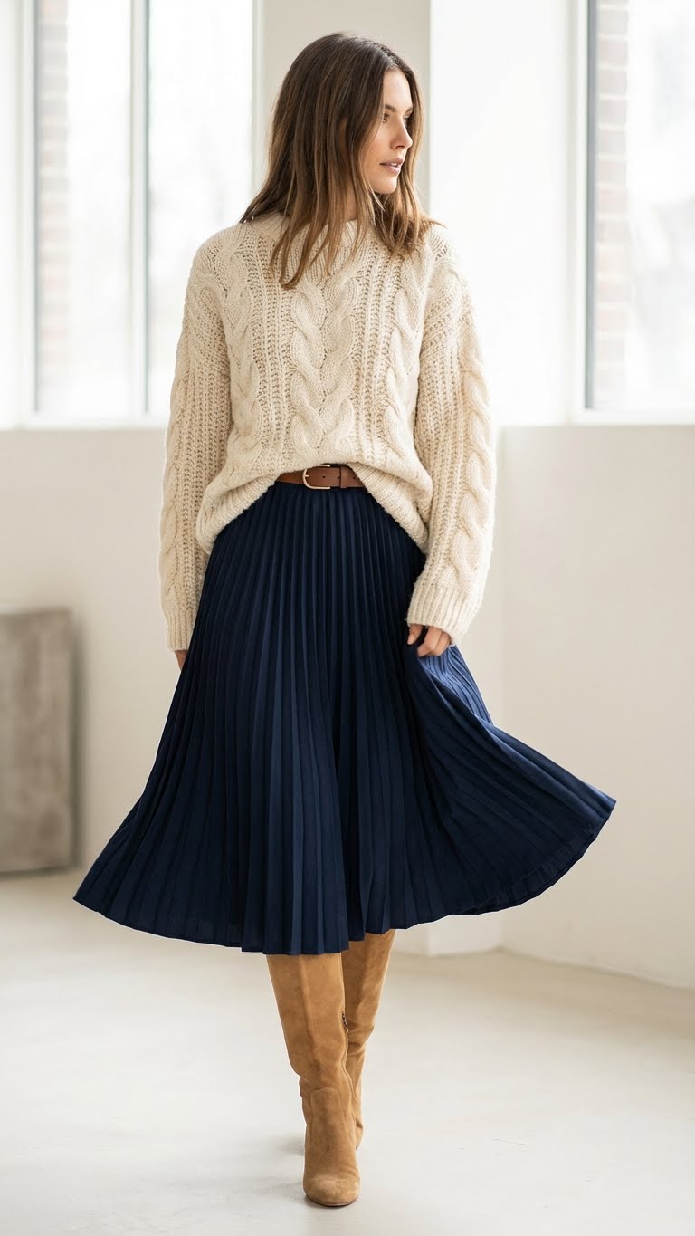 12 Navy Skirt Outfit Ideas for Winter With Sophisticated Charm