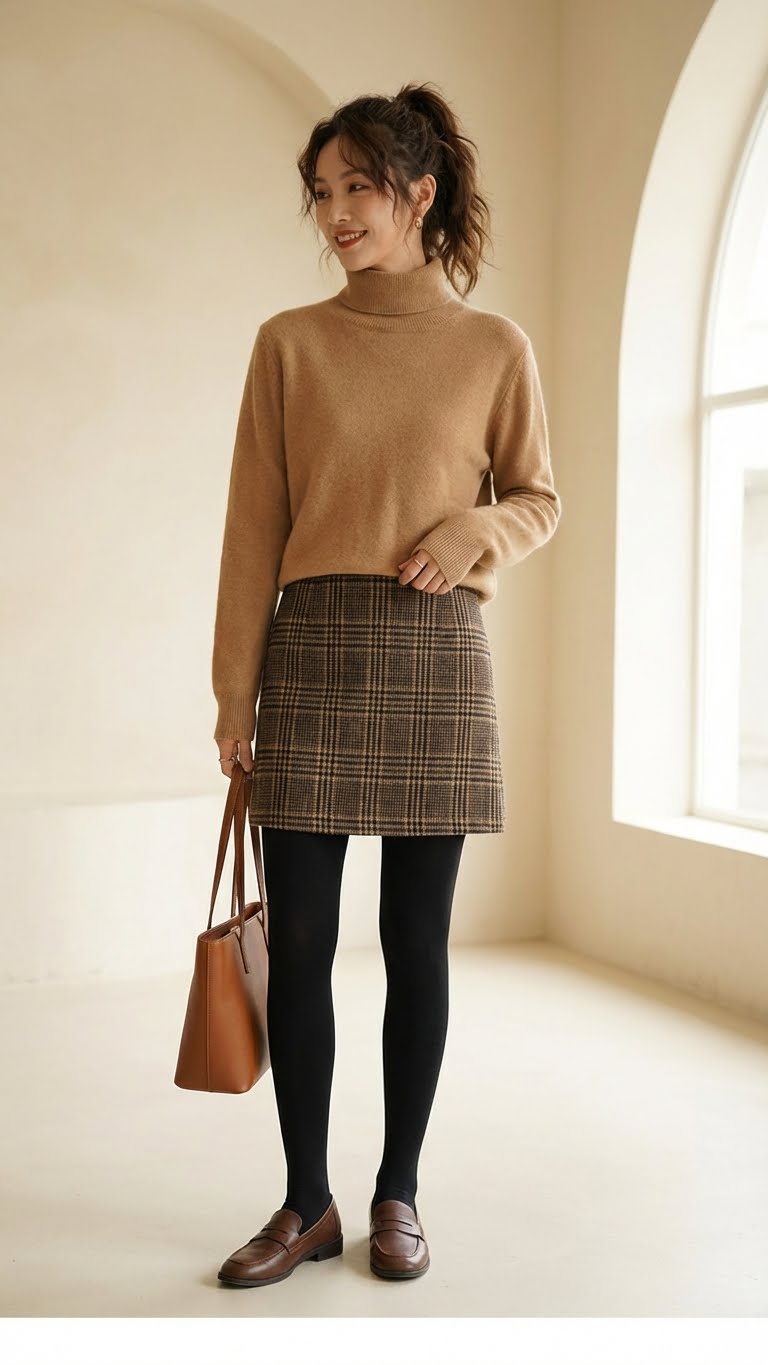 13 Brown Mini Skirt Outfit Ideas for Winter Warmth and Texture