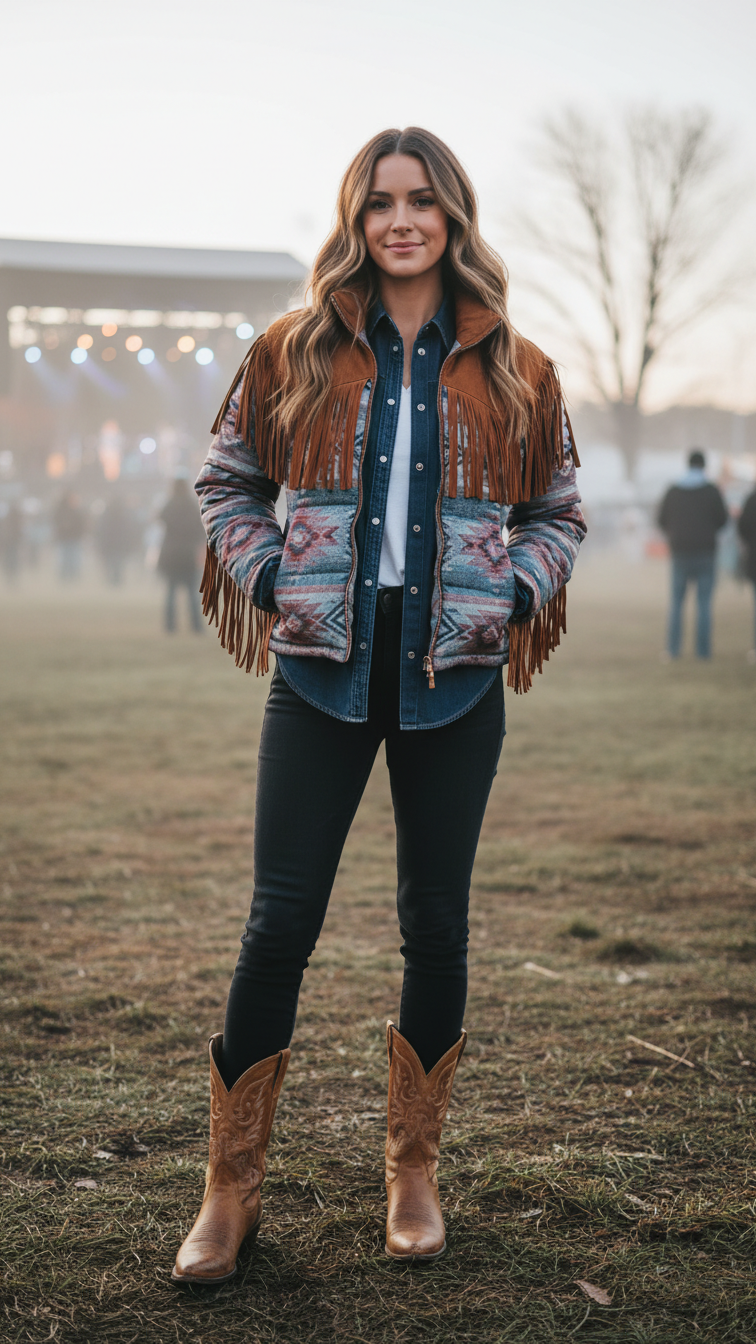 14 Country Music Concert Outfit Ideas for Winter With Western Flair