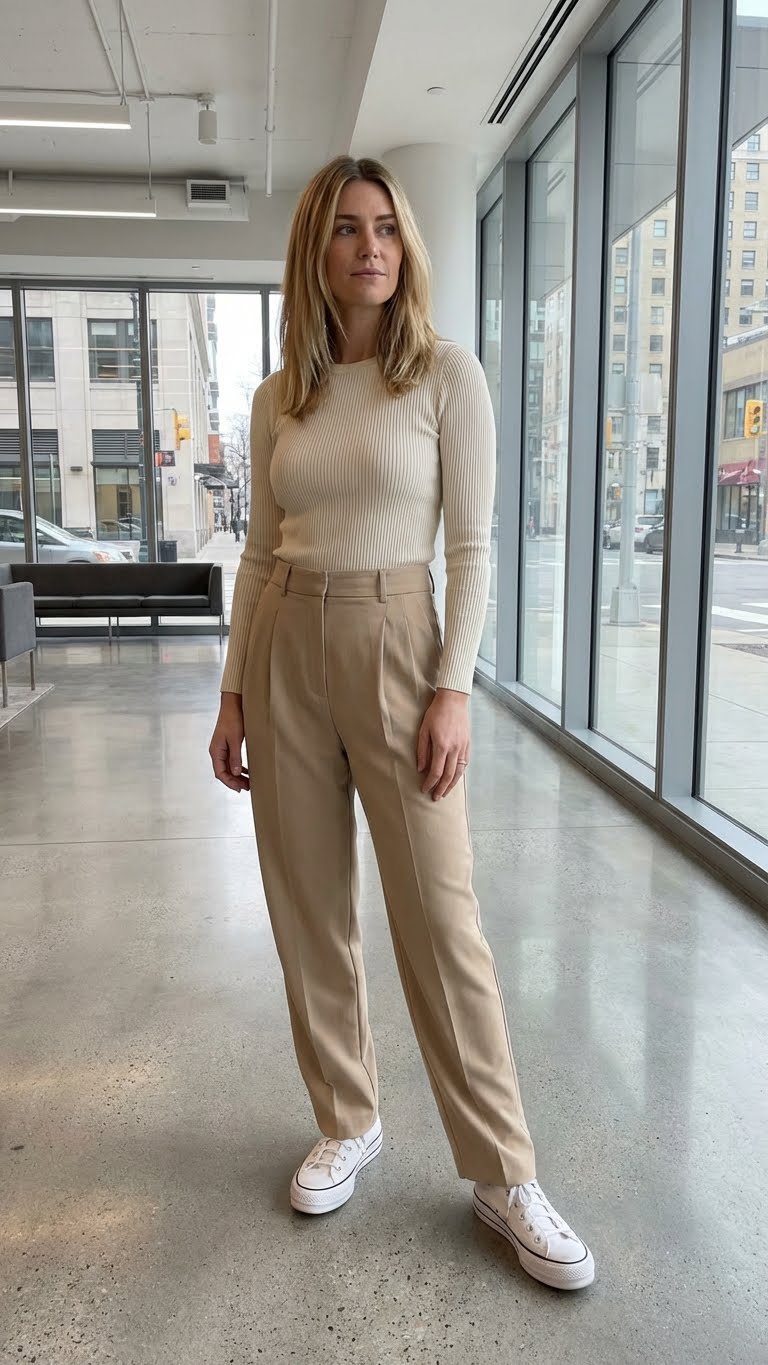 13 Converse Office Outfit Ideas That Feel Casual Cool